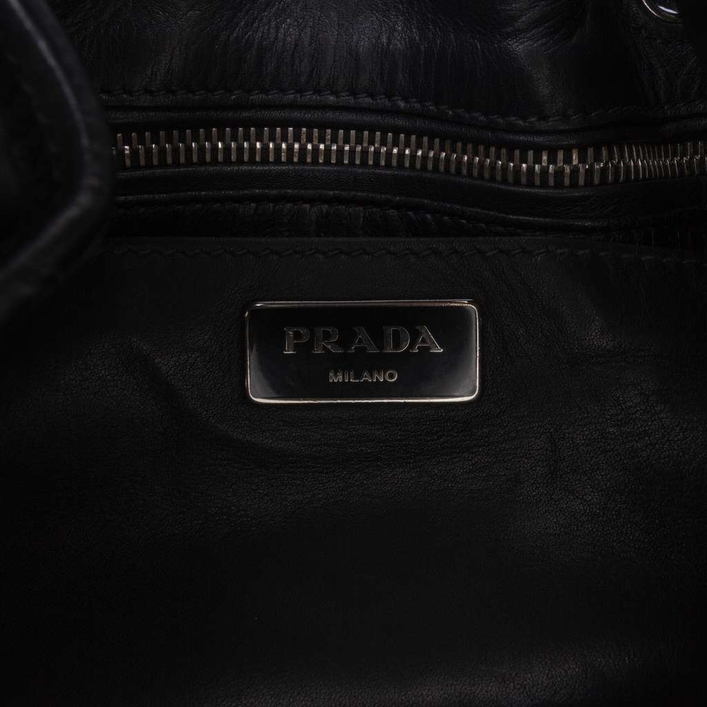 Prada City Calf Drawstring Bucket Bag - Side view