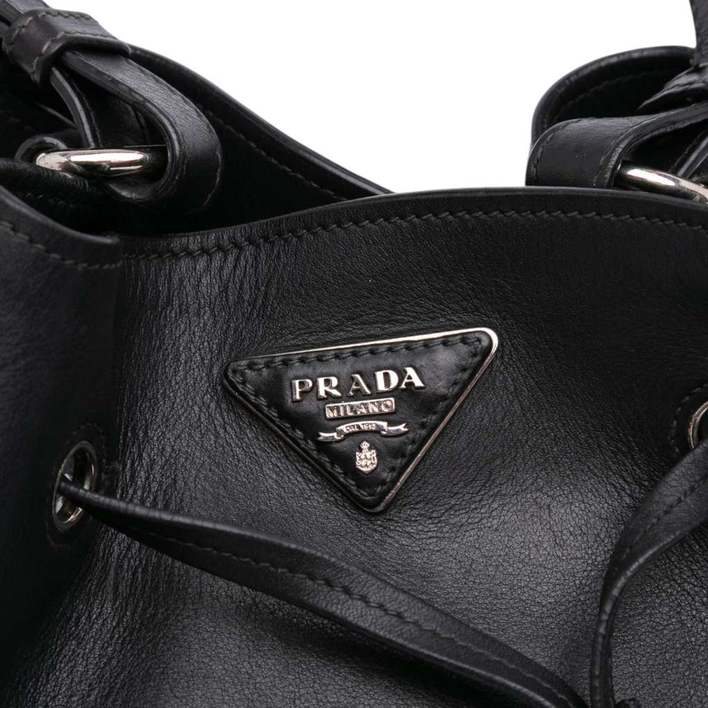 Prada City Calf Drawstring Bucket Bag - Detail 2