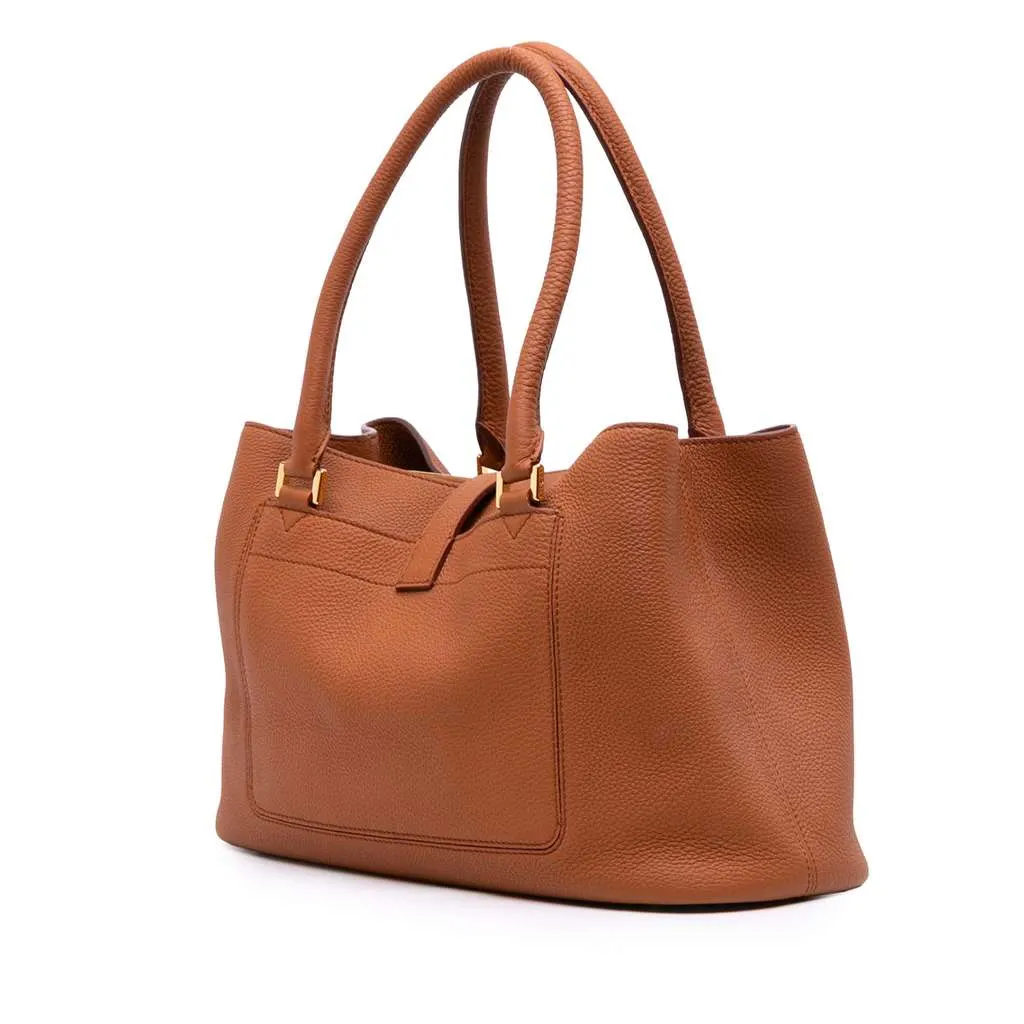 Loro Piana Grained Calfskin Bellevue Odessa Tote Brown Leather Good - Back View