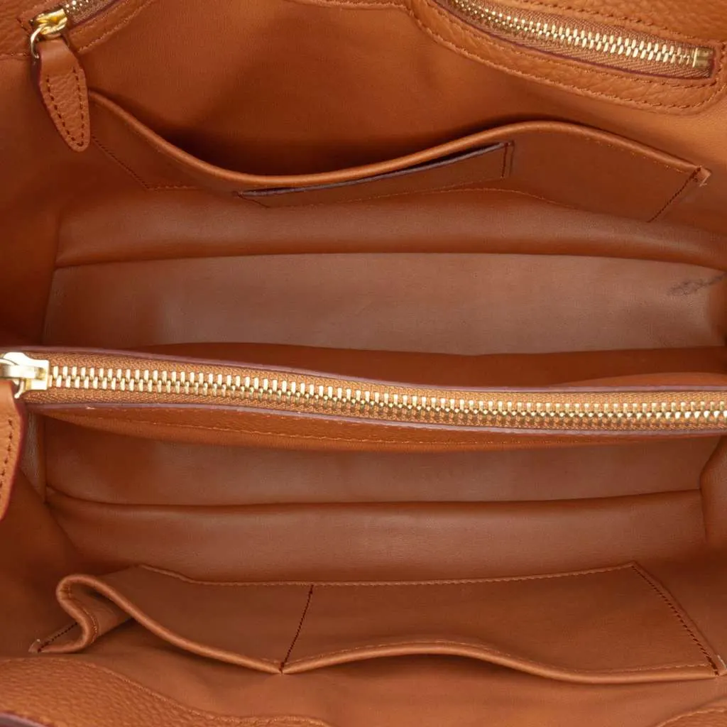 Loro Piana Grained Calfskin Bellevue Odessa Tote Brown Leather Good - Model View