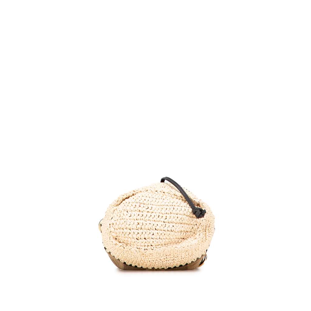 Fendi Zucca Pequin Jaquard and Straw Mon Tresor Bucket Bag - Image 6
