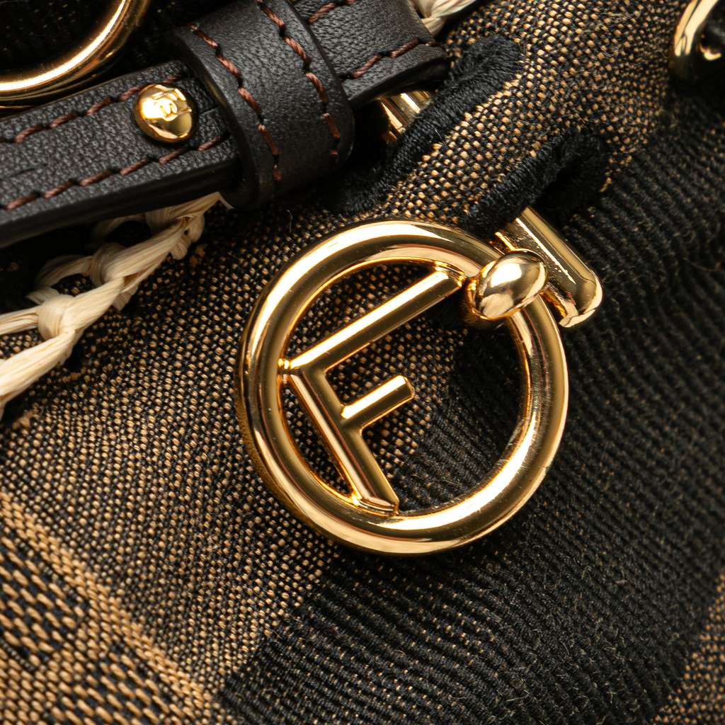 Fendi Zucca Pequin Jaquard and Straw Mon Tresor Bucket Bag - Detail 2
