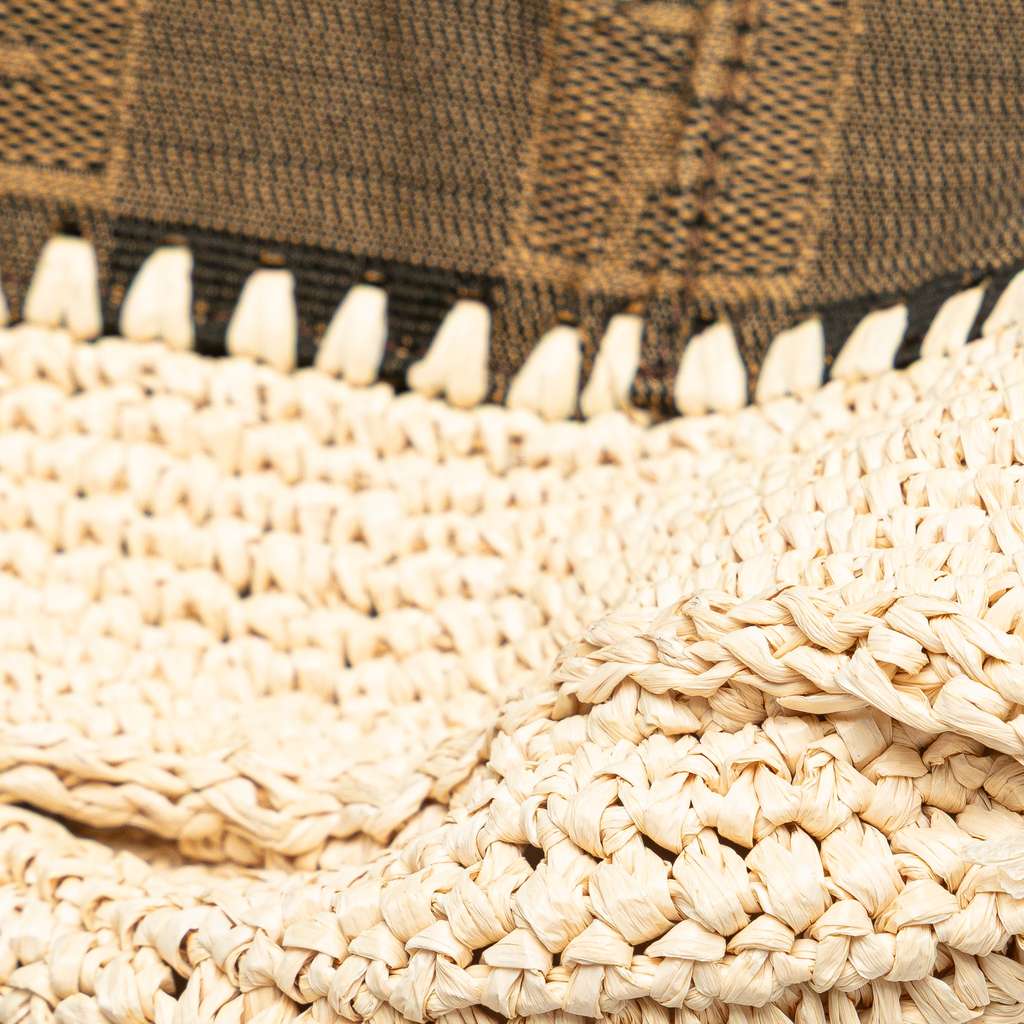 Fendi Zucca Pequin Jaquard and Straw Mon Tresor Bucket Bag - Image 10