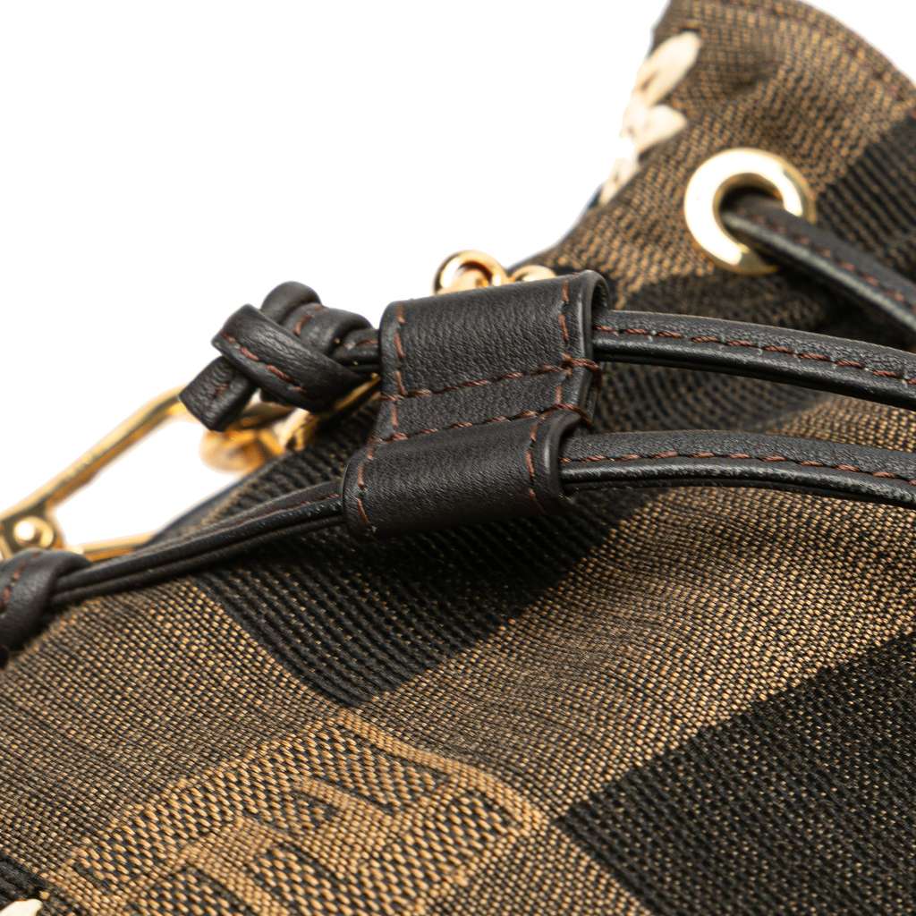 Fendi Zucca Pequin Jaquard and Straw Mon Tresor Bucket Bag - Image 11