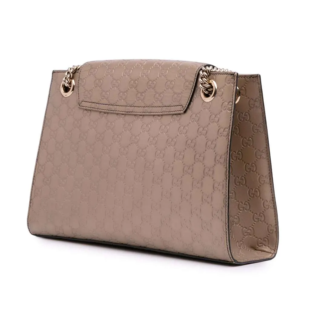 Gucci Large Guccissima Emily Shoulder Bag Gold Leather Good - Back View