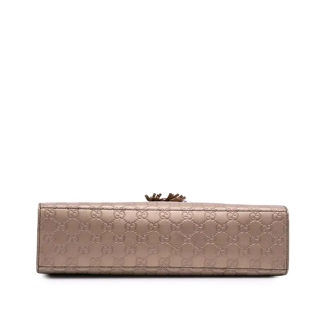 Gucci Large Guccissima Emily Shoulder Bag Gold Leather Good - Inside View