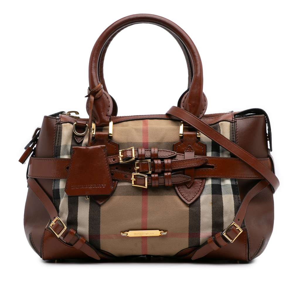 Burberry Small House Check Canvas Bridle Gladstone Satchel