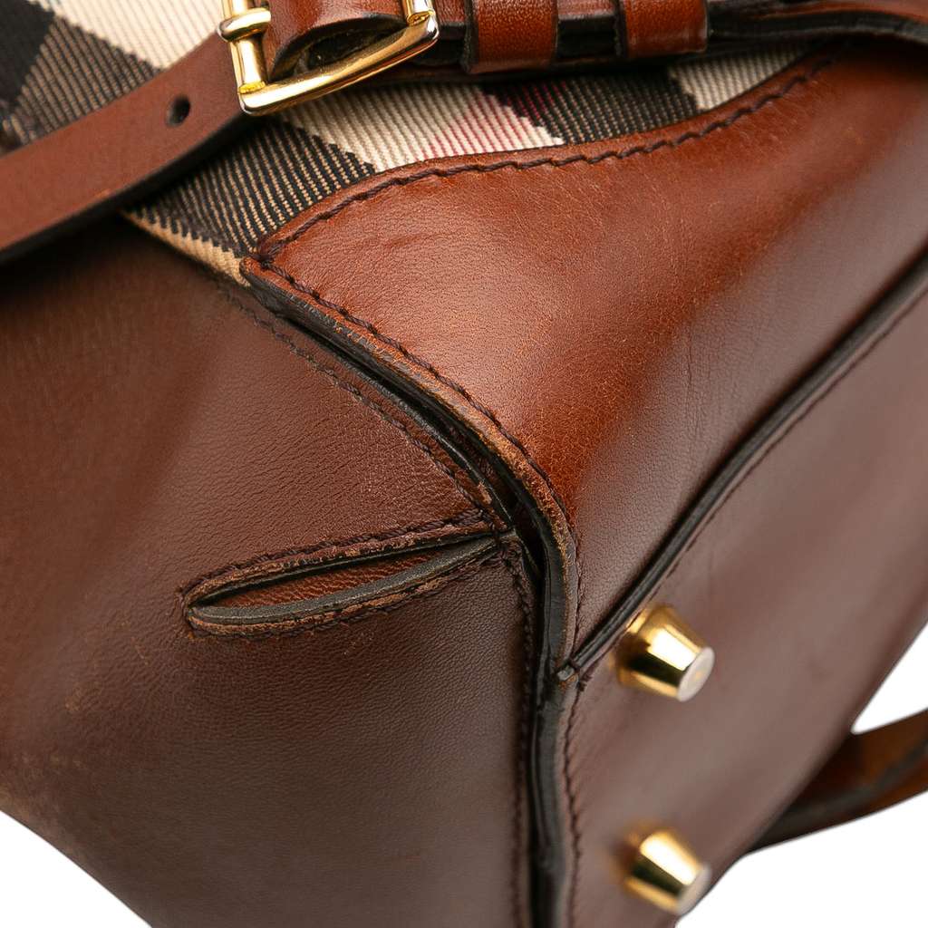Burberry Small House Check Canvas Bridle Gladstone Satchel - Image 13
