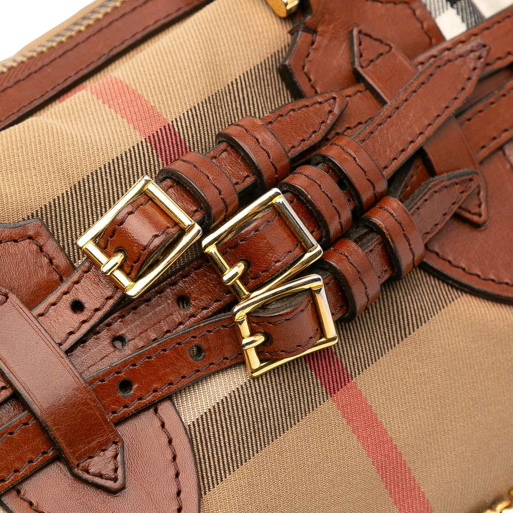 Burberry Small House Check Canvas Bridle Gladstone Satchel - Image 15