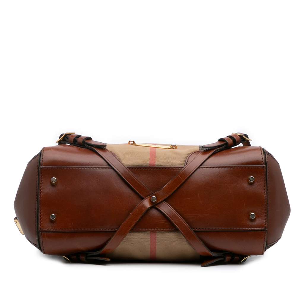Burberry Small House Check Canvas Bridle Gladstone Satchel - Image 6
