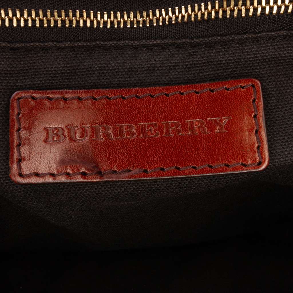 Burberry Small House Check Canvas Bridle Gladstone Satchel - Side view