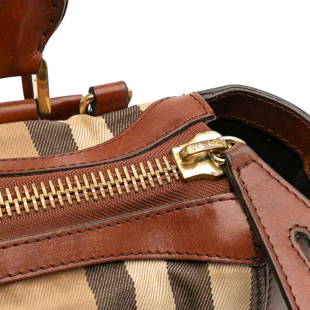Burberry Small House Check Canvas Bridle Gladstone Satchel - Image 11