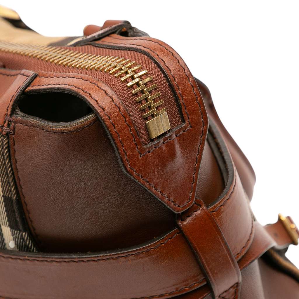 Burberry Small House Check Canvas Bridle Gladstone Satchel - Image 12