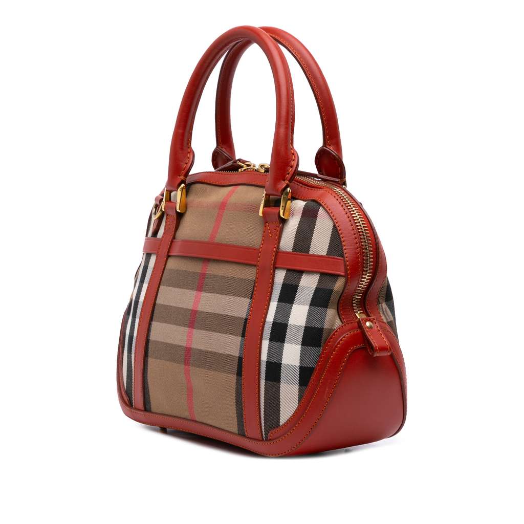 Burberry Small House Check Canvas Bridle Orchard Satchel - Back view
