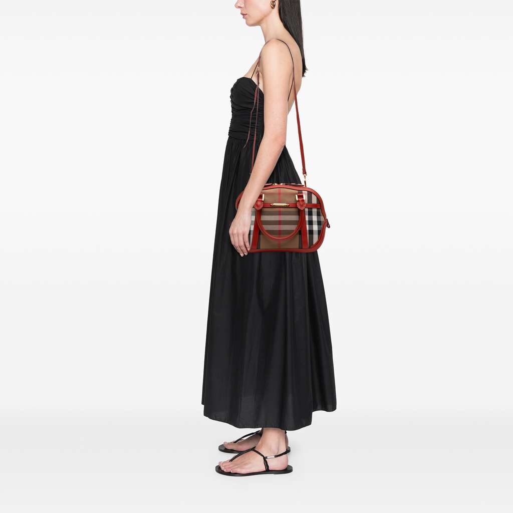 Burberry Small House Check Canvas Bridle Orchard Satchel - Image 13