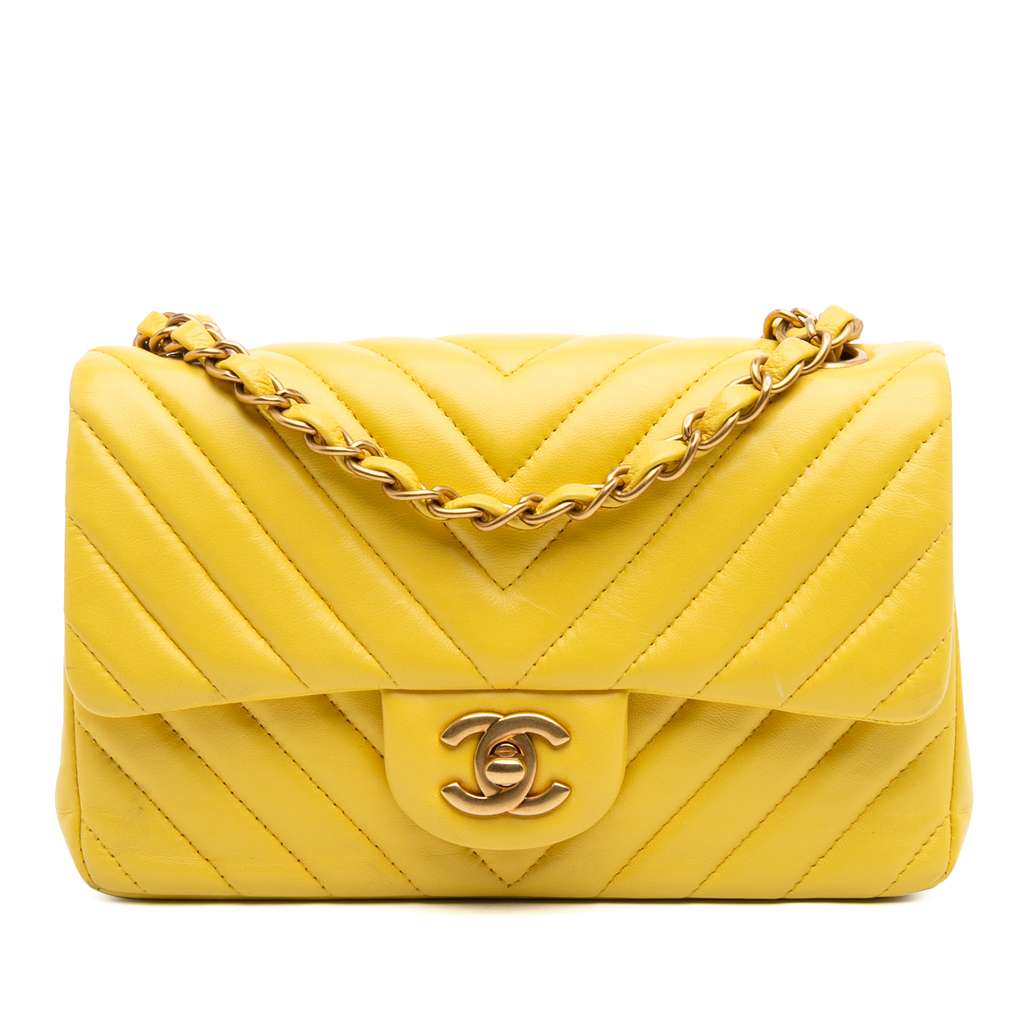 Chanel Mini Rectangular Classic Chevron Lambskin Single Flap