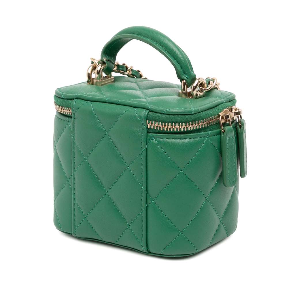 Chanel Mini CC Quilted Lambskin Top Handle Vanity Case With Chain - 2