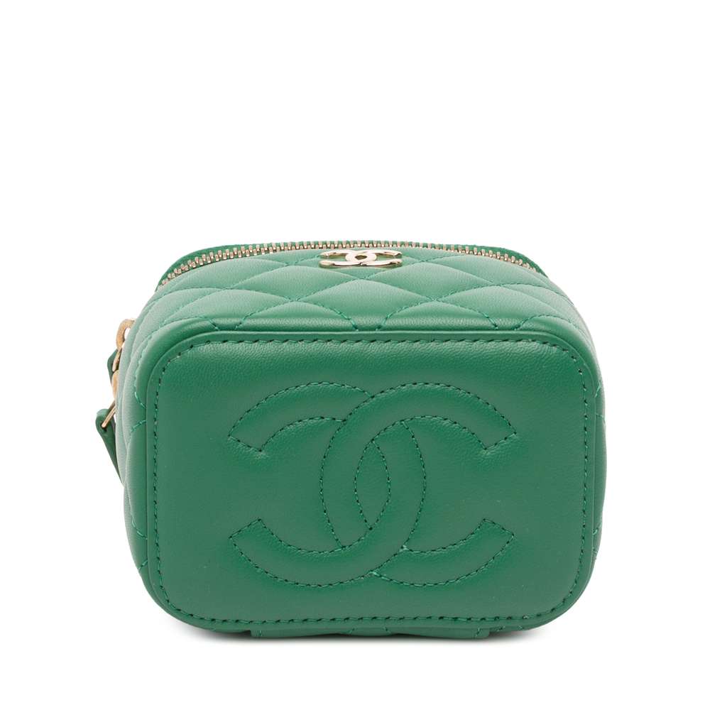 Chanel Mini CC Quilted Lambskin Top Handle Vanity Case With Chain - 3