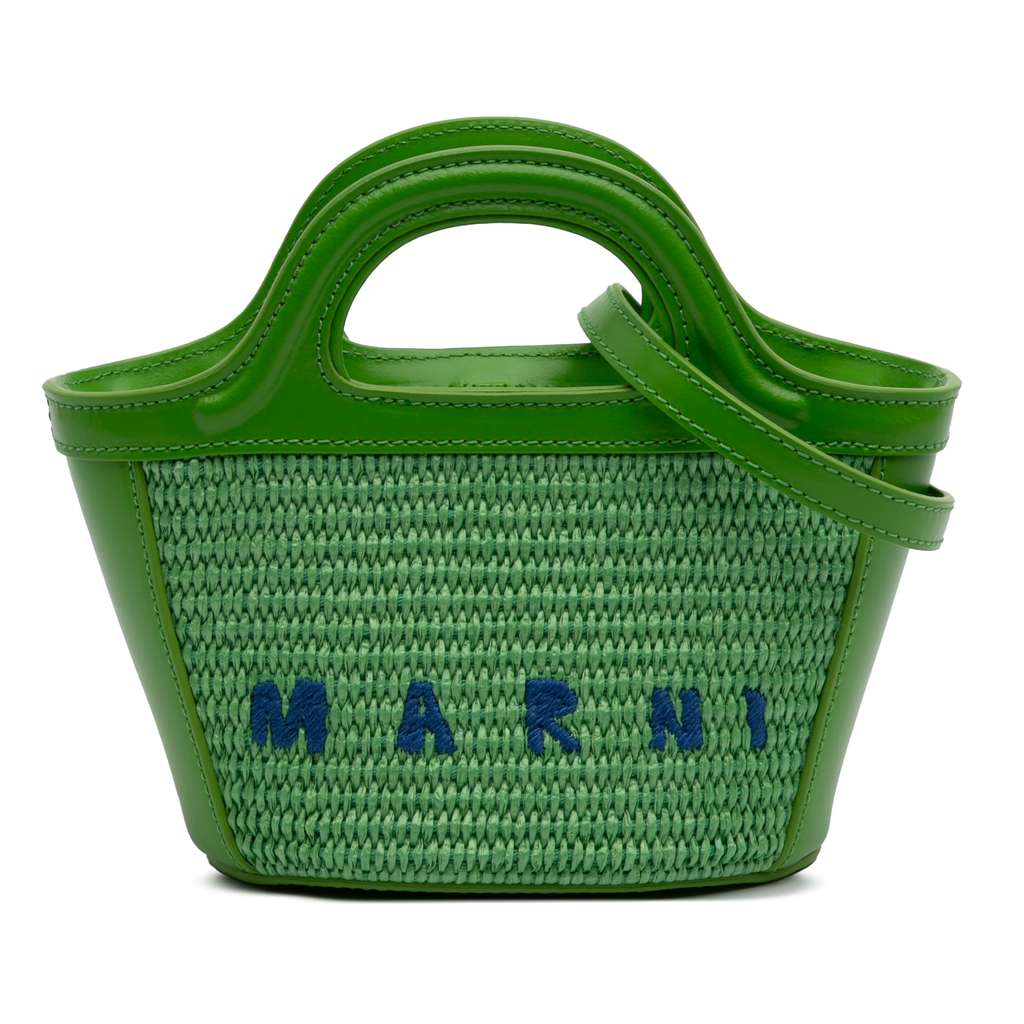 Marni Micro Leather and Raffia Cotton Emroidered Tropicalia Bag