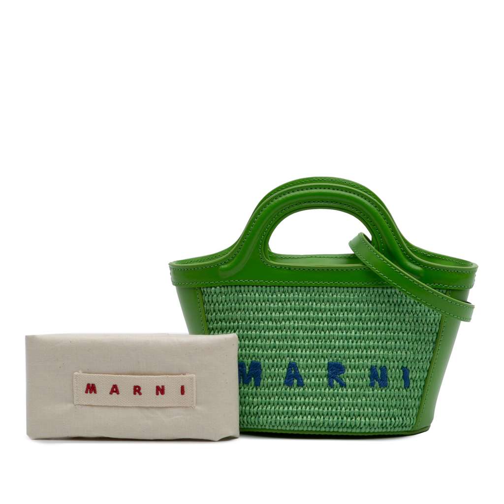 Marni Micro Leather and Raffia Cotton Emroidered Tropicalia Bag - Image 13