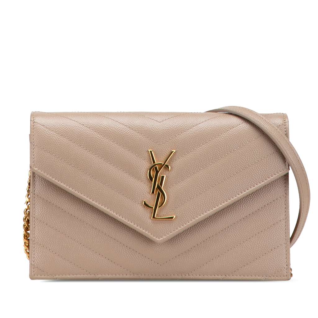 Saint Laurent Grain De Poudre Cassandre Envelope Chain Wallet