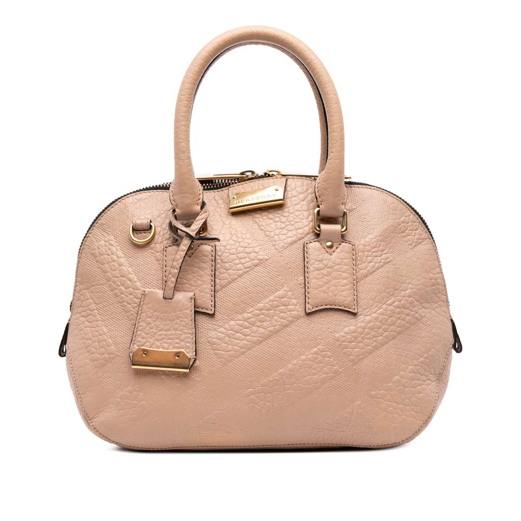 Burberry Medium Heritage Grain Check Embossed Orchard Bowling Bag