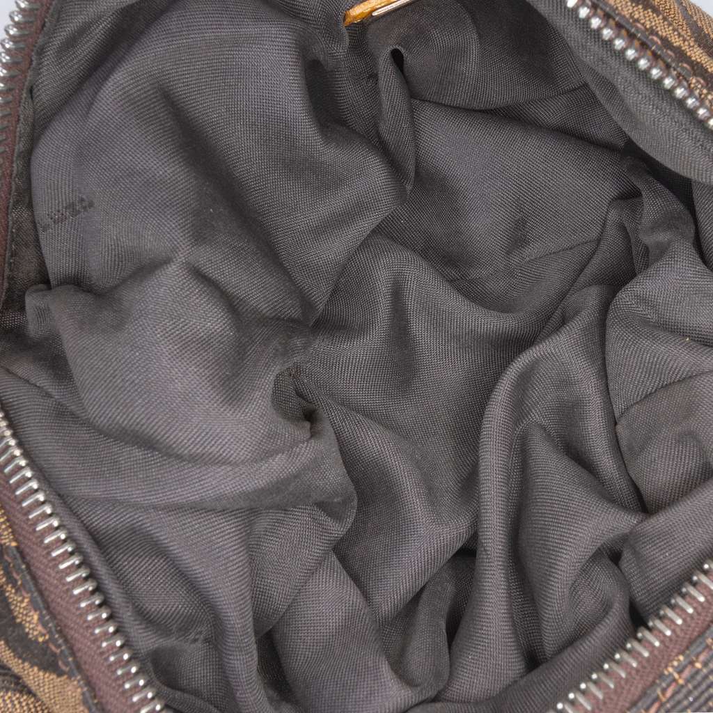 Fendi Small Zebra Print Canvas Oyster Hobo - 4