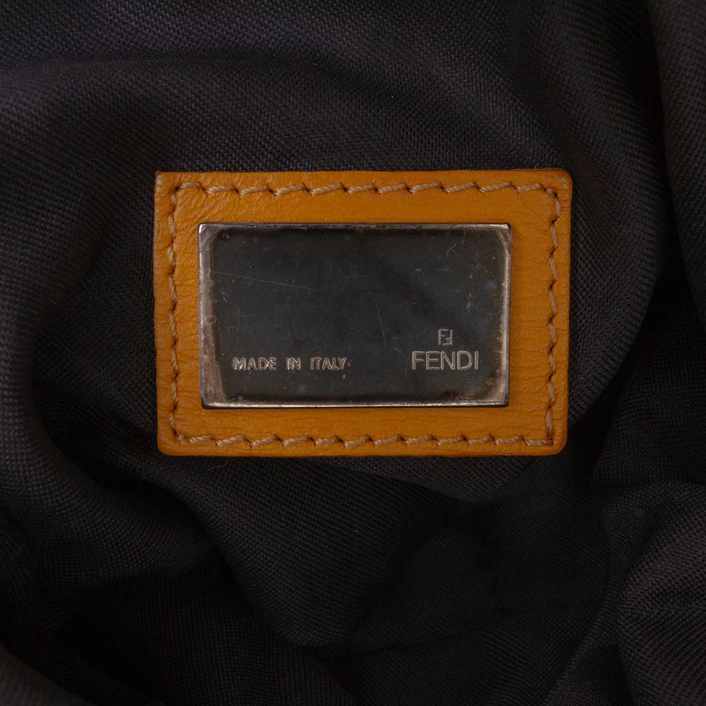 Fendi Small Zebra Print Canvas Oyster Hobo - Side view