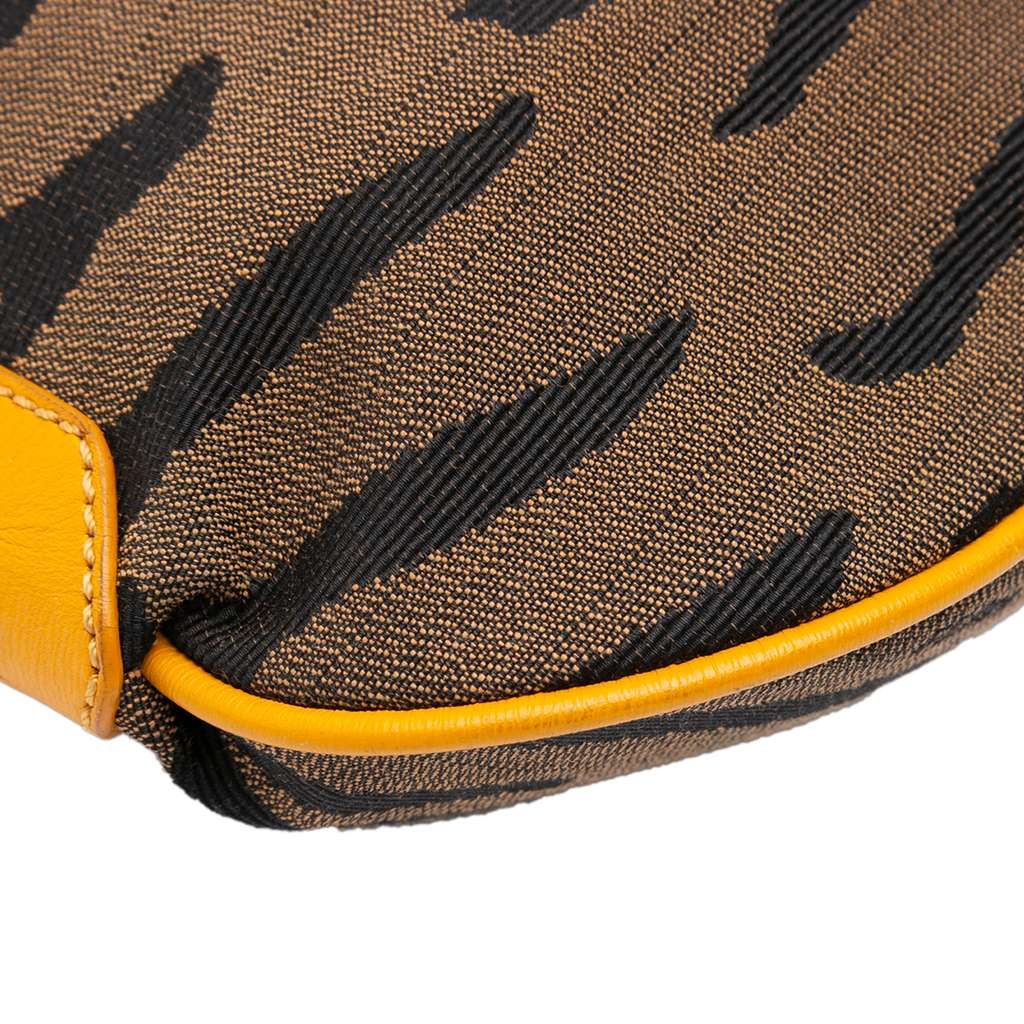 Fendi Small Zebra Print Canvas Oyster Hobo - Detail 1