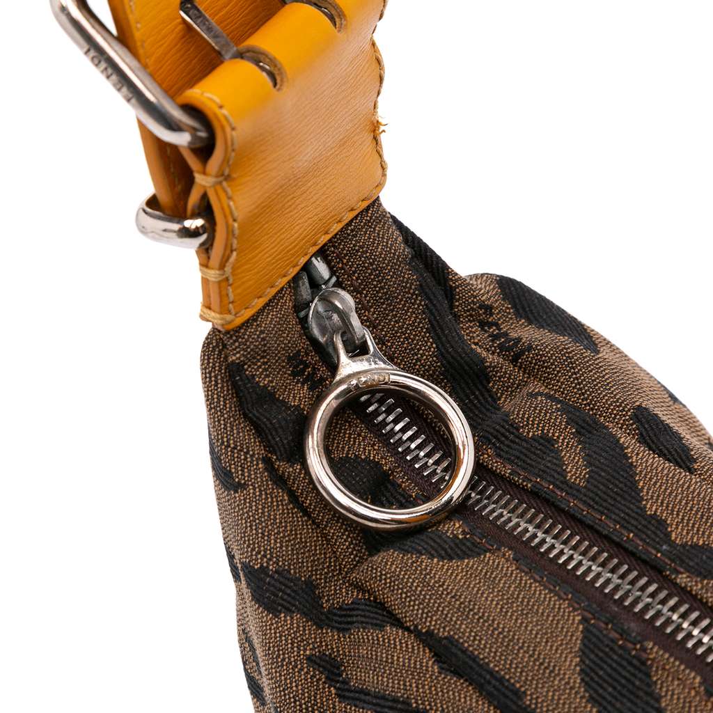 Fendi Small Zebra Print Canvas Oyster Hobo - Detail 2