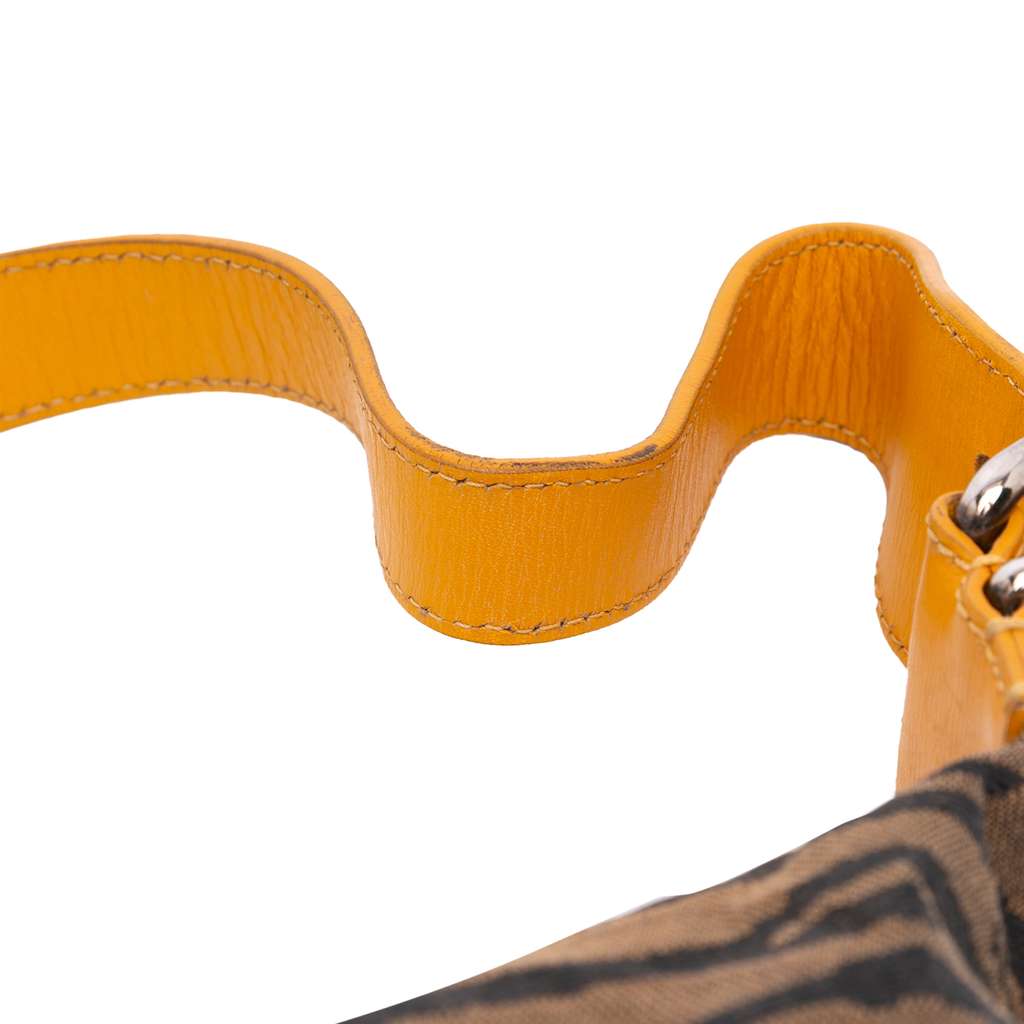 Fendi Small Zebra Print Canvas Oyster Hobo - Image 10