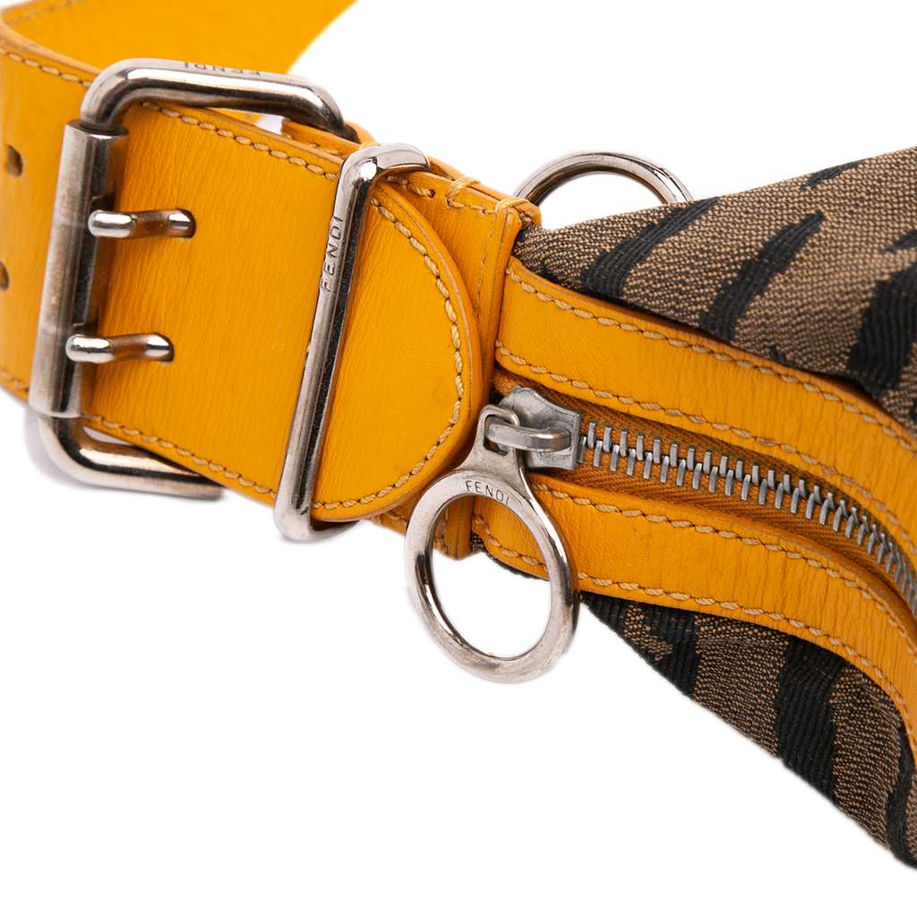 Fendi Small Zebra Print Canvas Oyster Hobo - Image 11