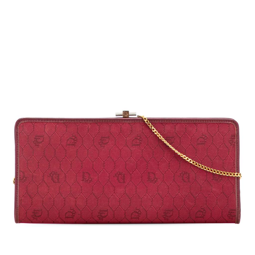 Dior Honeycomb Canvas Clutch With Chain