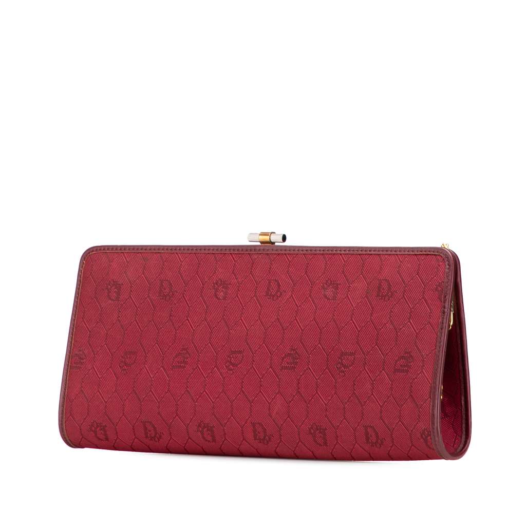Dior Honeycomb Canvas Clutch With Chain - Back view