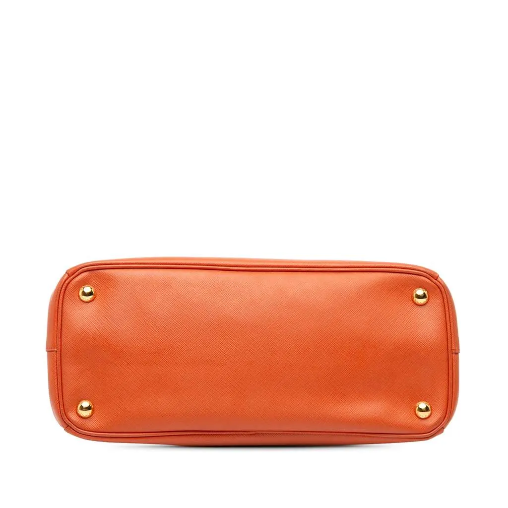 Prada Medium Saffiano Lux Galleria Double Zip Satchel Orange Leather Good - Inside View