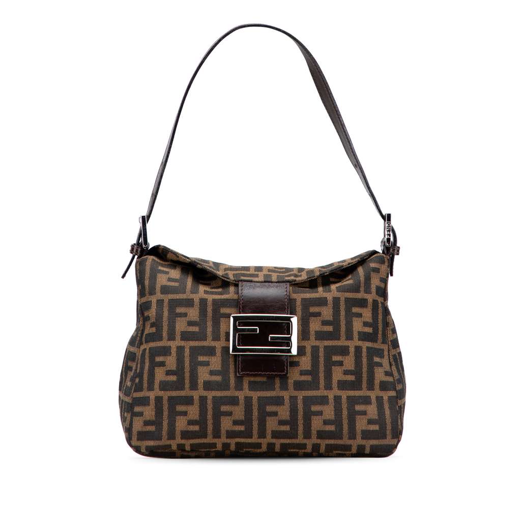 Fendi Zucca Canvas Double Flap Shoulder Bag