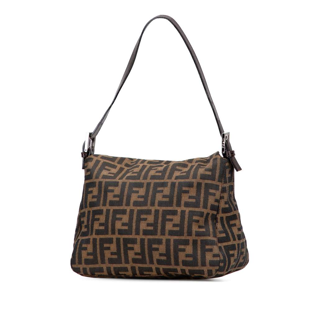 Fendi Zucca Canvas Double Flap Shoulder Bag - Back view