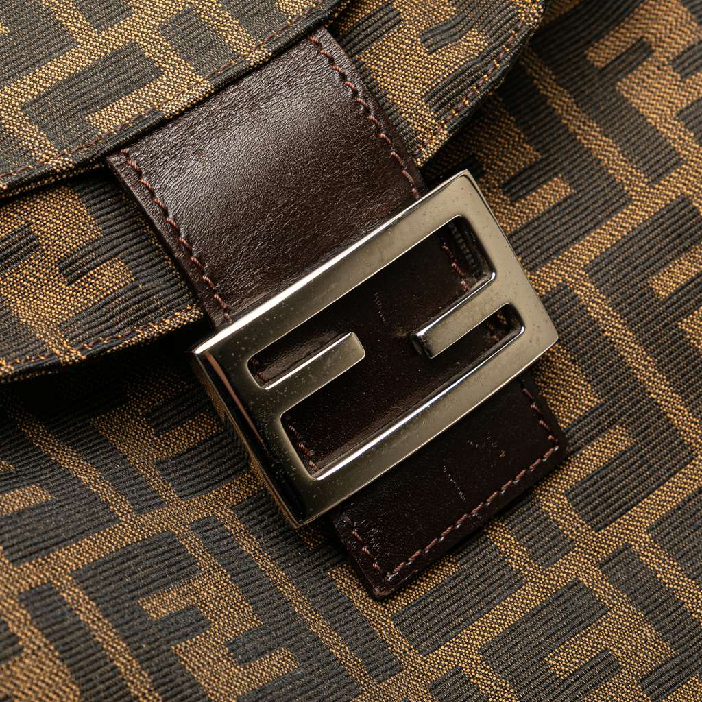 Fendi Zucca Canvas Double Flap Shoulder Bag - Image 10