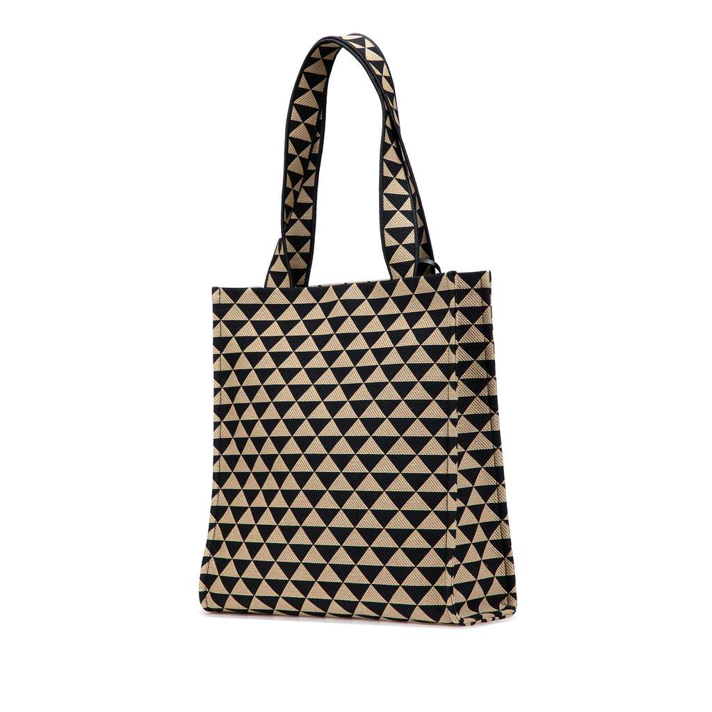 Prada Embroidered Canvas Triangolo Symbole Shopping Tote - Back view