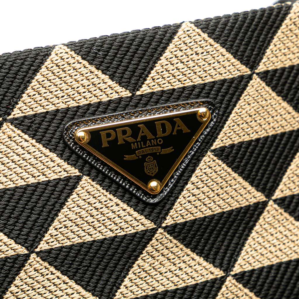 Prada Embroidered Canvas Triangolo Symbole Shopping Tote - Detail 1