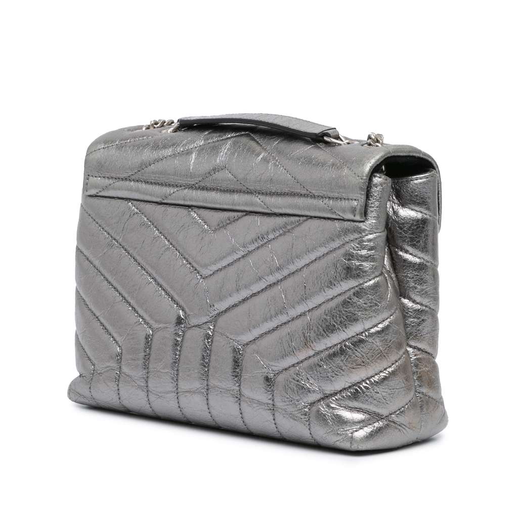 Saint Laurent Small Metallic Calfskin Monogram Loulou Chain Shoulder Bag - 2