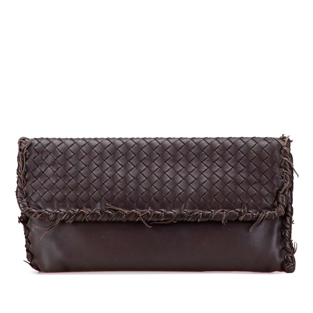 Bottega Veneta Nappa Intrecciato Fringe Flap Clutch