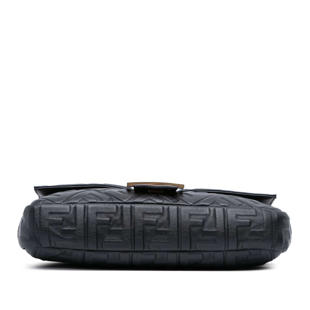 Fendi Large Zucca Embossed Leather Baguette Satchel - Image 6