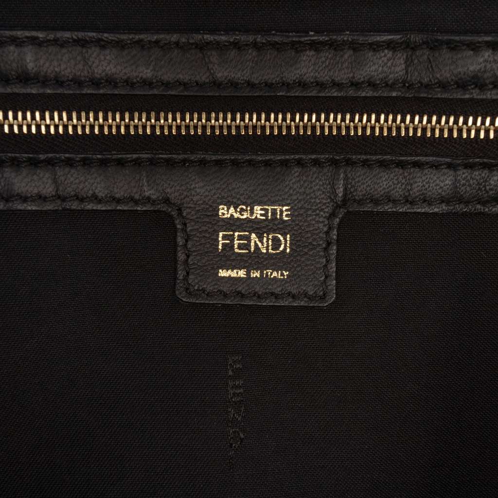 Fendi Large Zucca Embossed Leather Baguette Satchel - Side view