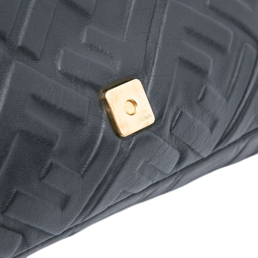 Fendi Large Zucca Embossed Leather Baguette Satchel - Image 10