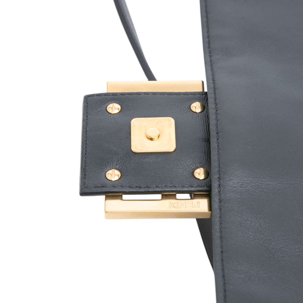 Fendi Large Zucca Embossed Leather Baguette Satchel - Image 11