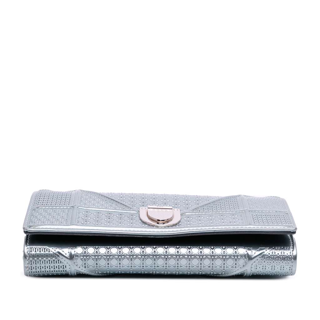 Dior Metallic Patent Microcannage Diorama Wallet on Chain - 3