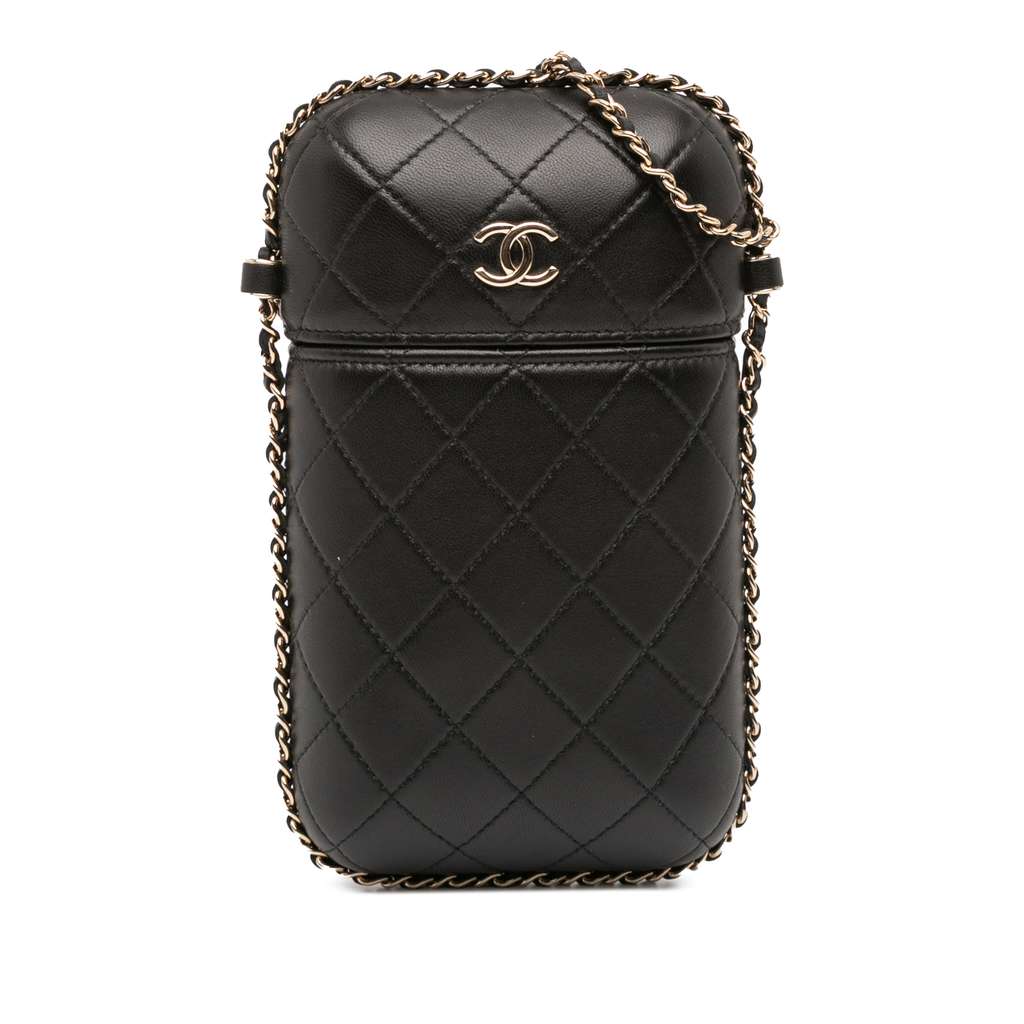 Chanel CC Quilted Lambskin Chain Around Phone Holder