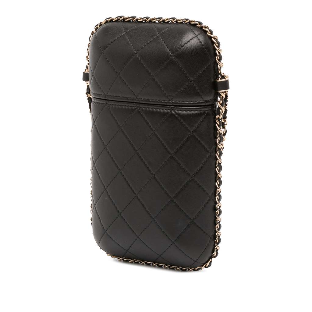 Chanel CC Quilted Lambskin Chain Around Phone Holder - Back view