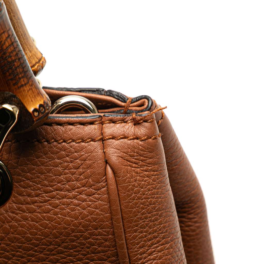 Gucci Small Calfskin Bamboo Shopper Satchel - Image 12